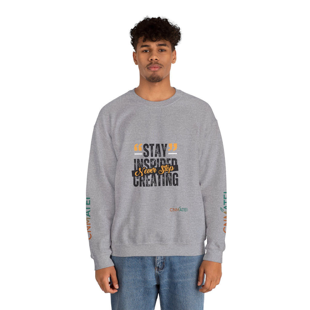 Stay inspired motivationele unisex crewneck sweater – cadeau voor artiesten en creatievelingen