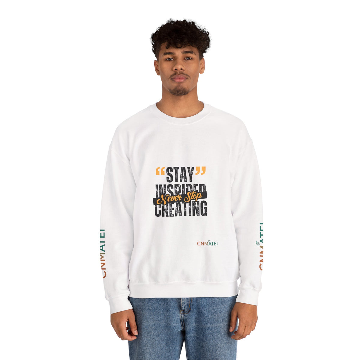 Stay inspired motivationele unisex crewneck sweater – cadeau voor artiesten en creatievelingen